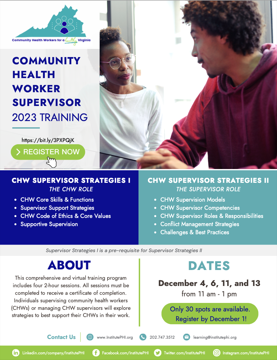 December 2023 CHW Supervisor Training Series - Institute for Public ...