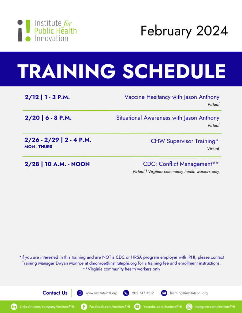 February 2024 Continuing Education Training Schedule Institute For   February Training Schedule 791x1024 