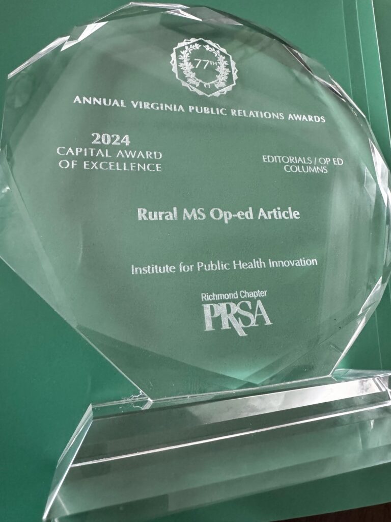 PRSA Richmond - Capital Award of Excellence for Rural MS Op-Ed Article